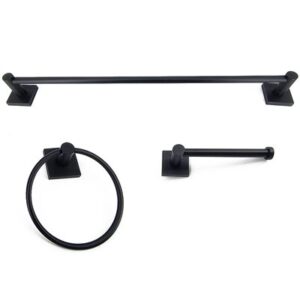 3PC SERENITY BATHROOM HARDWARE WALLMOUNT SET MATTE BLACK